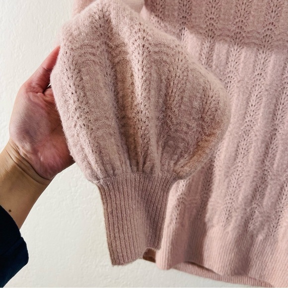 Hinge Acrylic Blend Round Neck Open Back Long Sleeve Women Sweater S Pink Soft - Picture 7 of 10